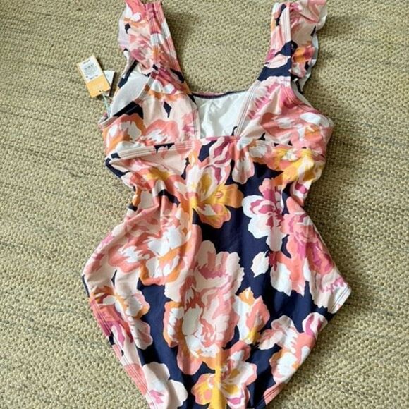 Women's Full Coverage Floral Print Ruffle Sleeve One Piece Swimsuit - Kona Sol™ - Picture 3 of 3